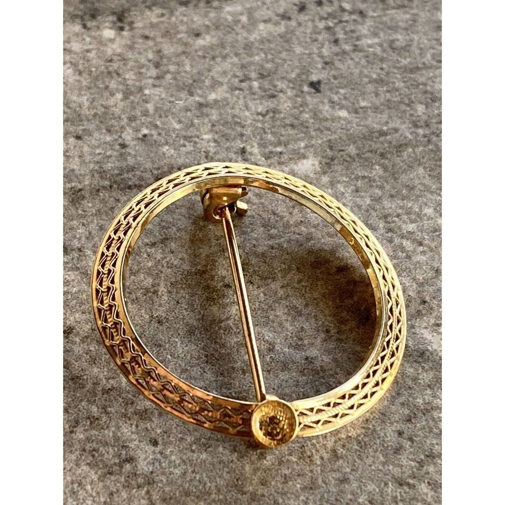 Vintage Pin Brooch 1/20 12K GF Gold Filled Oval Gold Textured FLAW